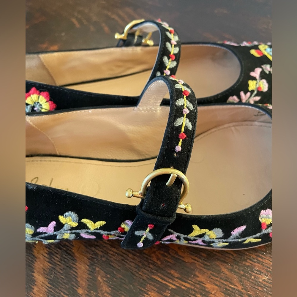 Boden Multicolor Floral Embroidered Mary Jane Pointed Toe Flats - Picture 8 of 14